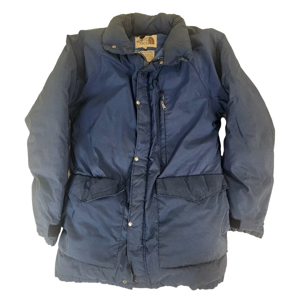 Vntg The North Face Jacket Mens XL Blue Goose Down Puffer Parka Long Coat